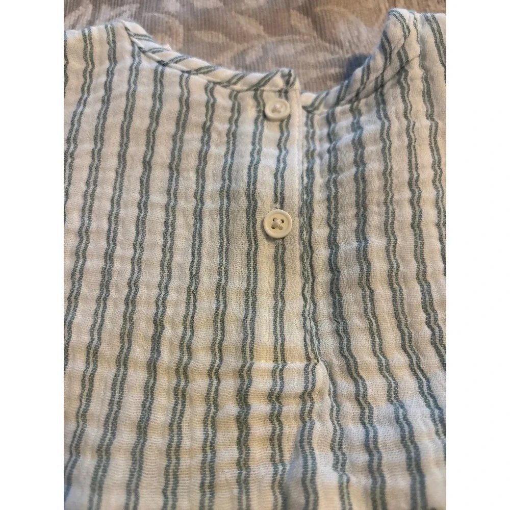 Modern Moments by Gerber Baby Girl‎ Blue Striped Cotton Flutter Dress 18M (B1)